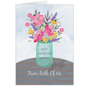 From Both Of Us Anniversary Jar Vase with Flowers