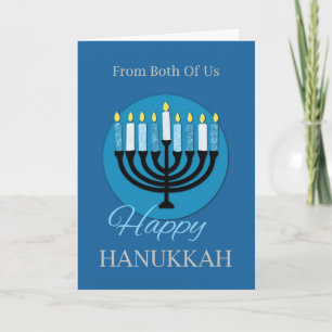 From Both Of Us Hanukkah Menorah on Dark Blue Card