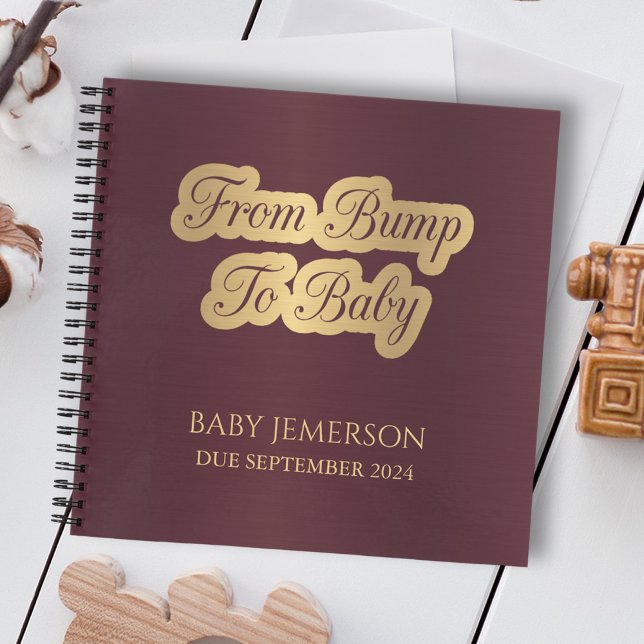 From Bump to Baby Keepsake Pregnancy Maroon Notebook (Creator Uploaded)