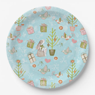 From Bunnies and Christmas-Xmas Pattern for Kids Paper Plate