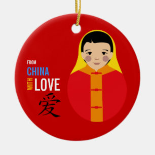 From China With Love - Boy Adoption- Red Thread Ceramic Ornament