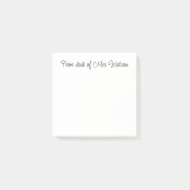 from desk o add teacher name simple minimal border post-it notes (Front)