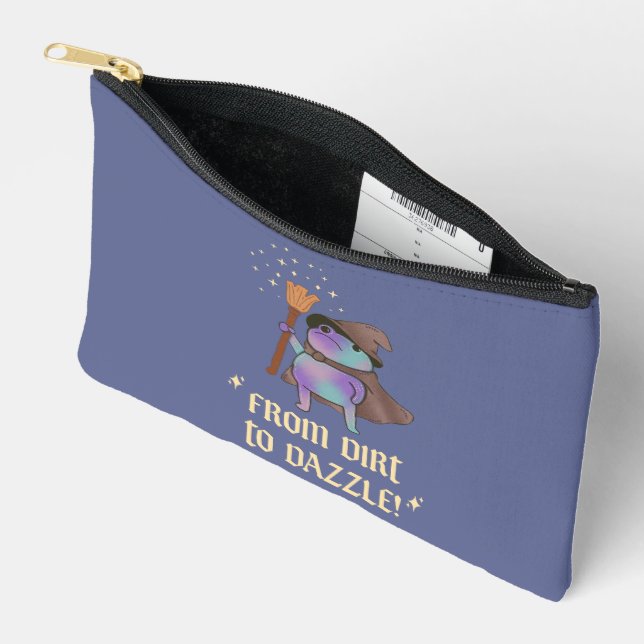 From Dirt to Dazzle Funny Wizard Frog Witch Hat  Accessory Pouch (Open)