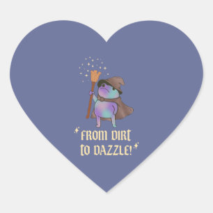 From Dirt to Dazzle Funny Wizard Frog Witch Hat Heart Sticker