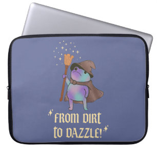 From Dirt to Dazzle Funny Wizard Frog Witch Hat Laptop Sleeve