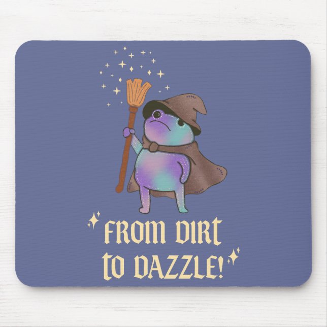 From Dirt to Dazzle Funny Wizard Frog Witch Hat  Mouse Pad (Front)