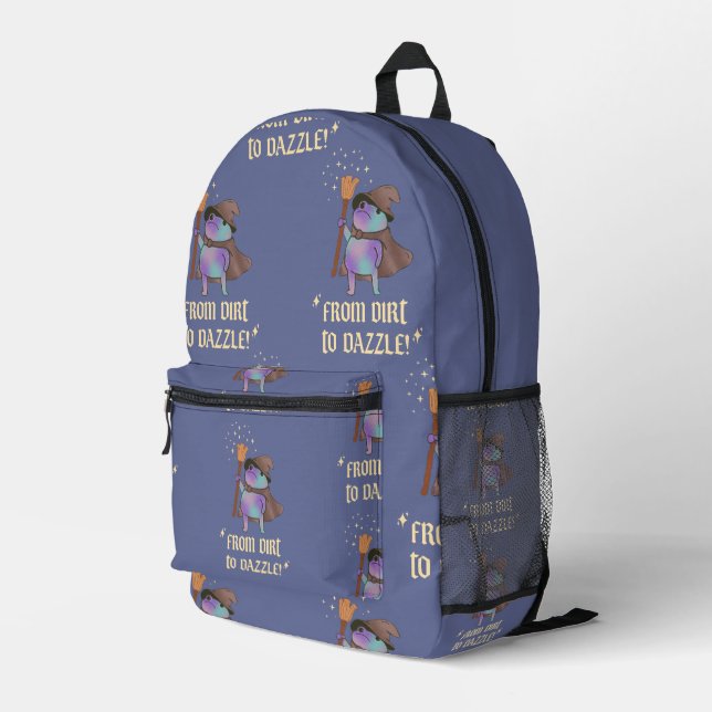 From Dirt to Dazzle Funny Wizard Frog Witch Hat  Printed Backpack (Back Corner Right)