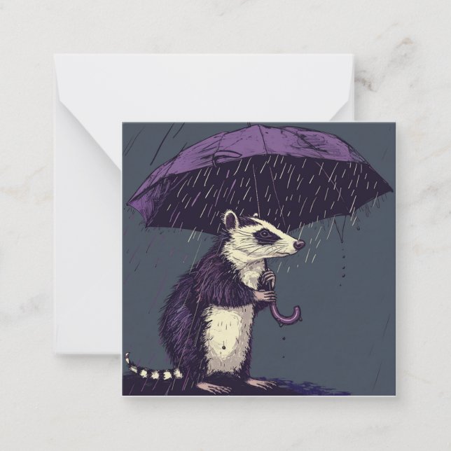From Drizzle to Dreams: Unleash Creative Opossum Card (Front)