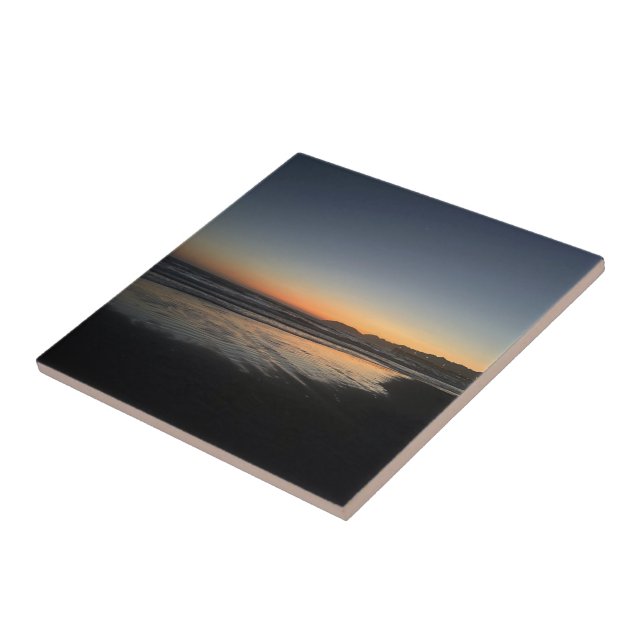 From Dusk Till Twilight At The Beach Photo Image Ceramic Tile (Side)