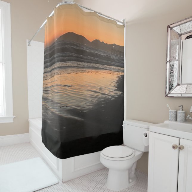 From Dusk Till Twilight At The Beach Photo Print Shower Curtain (In Situ)