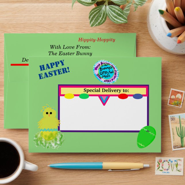 From Easter Bunny Yellow Chick Eggs Envelope (Desk)
