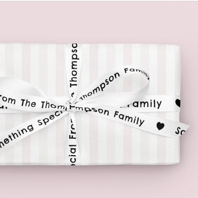 From Family Gifting Handwriting White Black Satin Ribbon (Creator Uploaded)