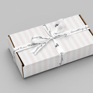 From Family Name Gifting Script White Black Flower Satin Ribbon