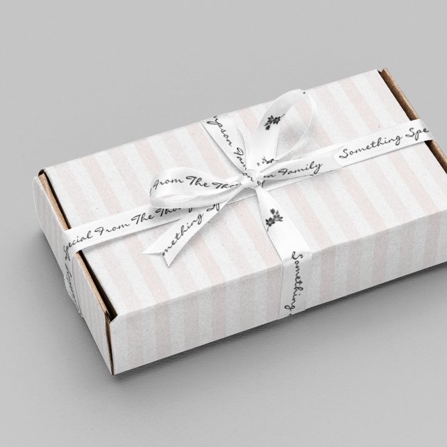 From Family Name Gifting Script White Black Flower Satin Ribbon (Creator Uploaded)