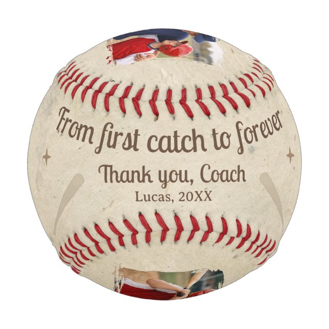 From First Catch to Forever Photo Coach Gift  Baseball (Back)