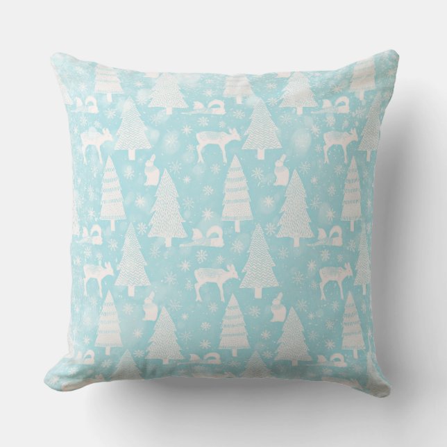 From Foxes Deers and Christmas-Teal Xmas Cushion (Front)