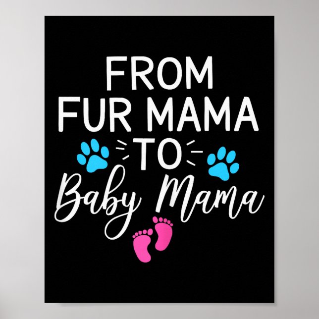 From Fur Mama To Baby Mama Dog Cat Owner New Mom  Poster (Front)