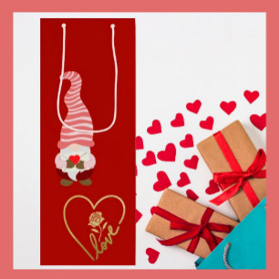 From Gnome with Love my Valentine  Wine Gift Bag