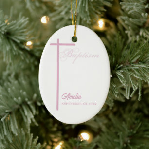 From Godmother on Baptism of Girl Personalised Ceramic Ornament