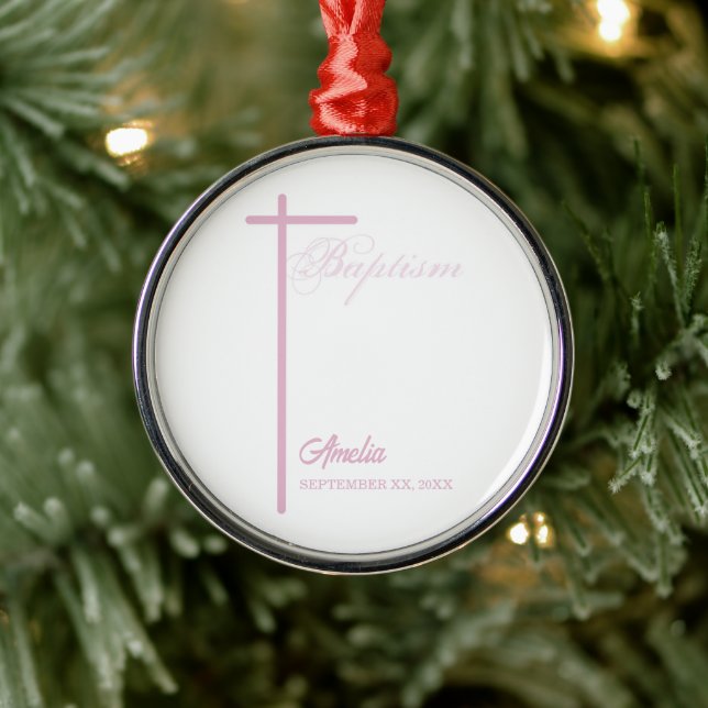 From Godmother on Baptism of Girl Personalised Metal Ornament (Tree)