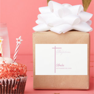 From Godmother on Baptism of Girl Personalised Rectangular Sticker
