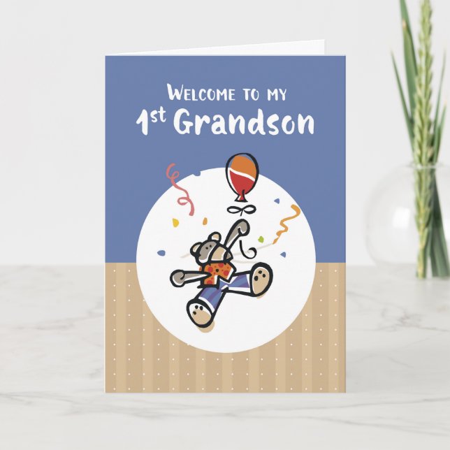 From Grandfather First Grandson New Baby Welcome Card (Front)