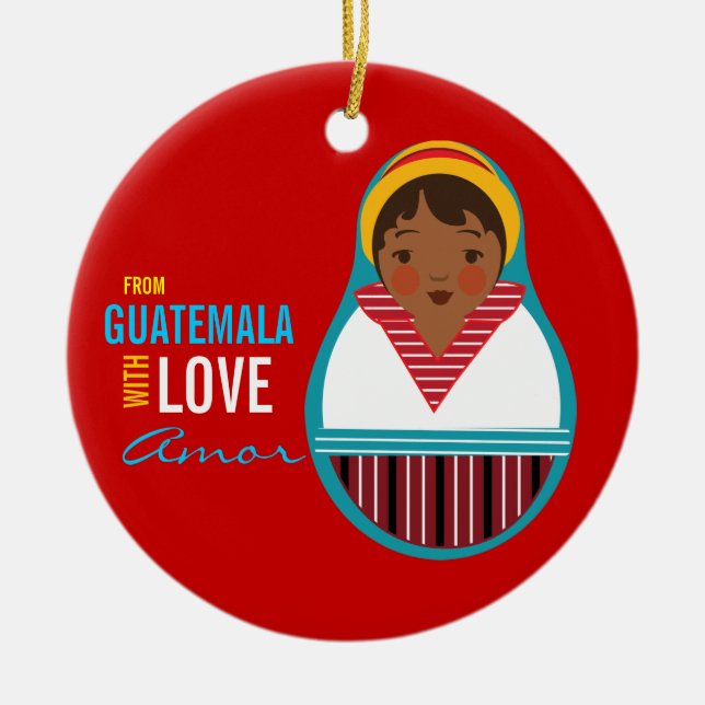 From Guatamala With Love Adoption Keepsake Ceramic Tree Decoration (Front)