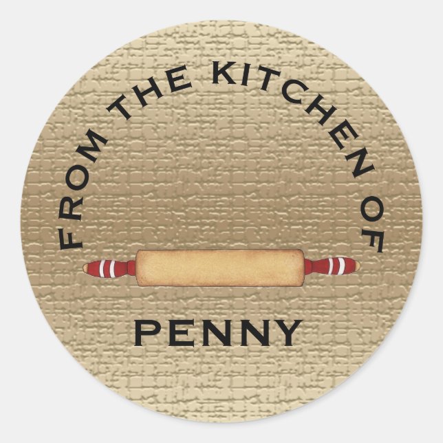 From Kitchen of Minimalist Rolling Pin Classic Round Sticker (Front)