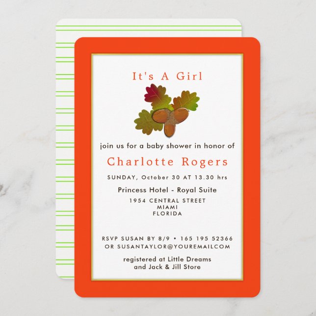 From Little Acorns Baby Shower Invitation (Front/Back)