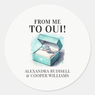 FROM ME TO OUI   Turquoise Classic Round Sticker