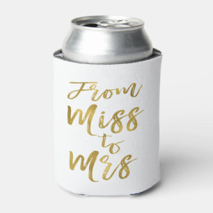 From Miss to Mrs Bridal Shower Gold Foil Script Can Cooler