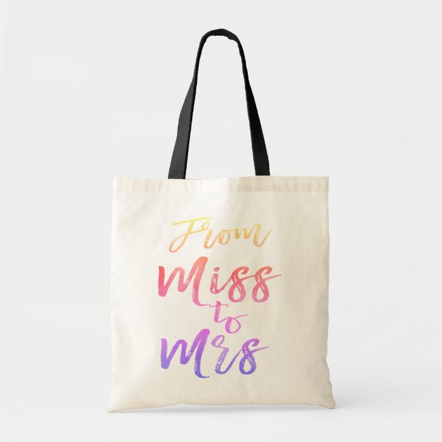 From Miss to Mrs Bridal Shower Party Rainbow Tote Bag (Front)