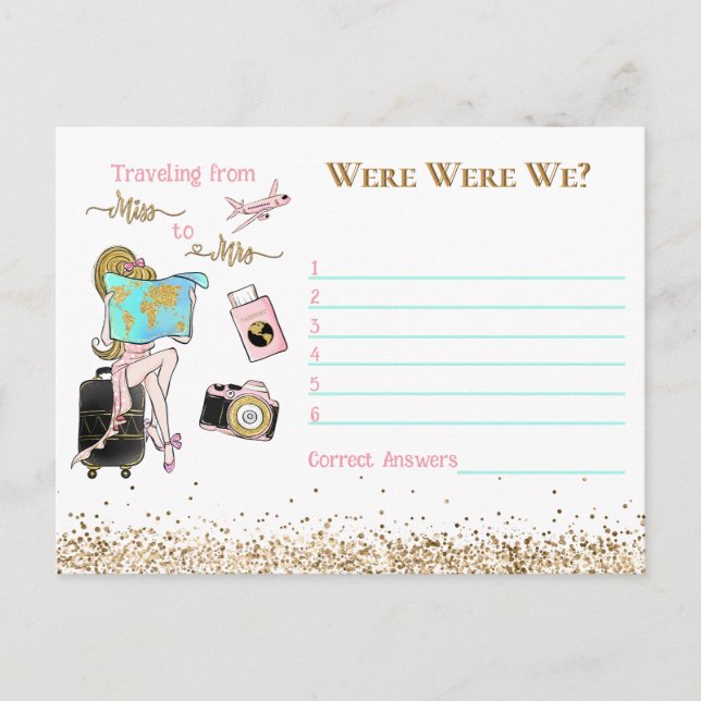From Miss to Mrs Bridal Shower Were Were We Game Postcard (Front)