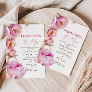 From Miss to Mrs bright pink bridal shower Invitation