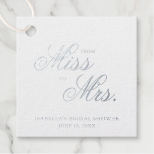 From Miss To Mrs Elegant Silver Foil Bridal Shower Favour Tags