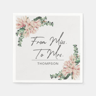 From Miss to Mrs Magnolia Blush Purple Paper Napkin