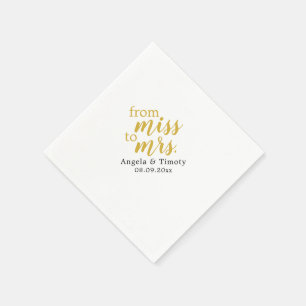 From Miss to Mrs wedding Napkin