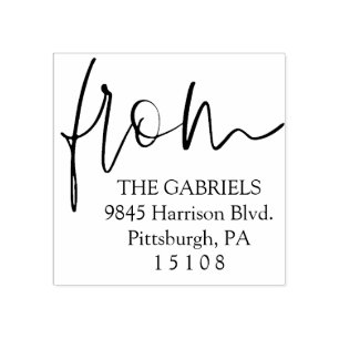 From modern script return address rubber stamp