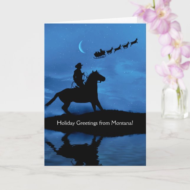 From Montana Holiday Christmas Cowboy and Santa Card (Orchid)
