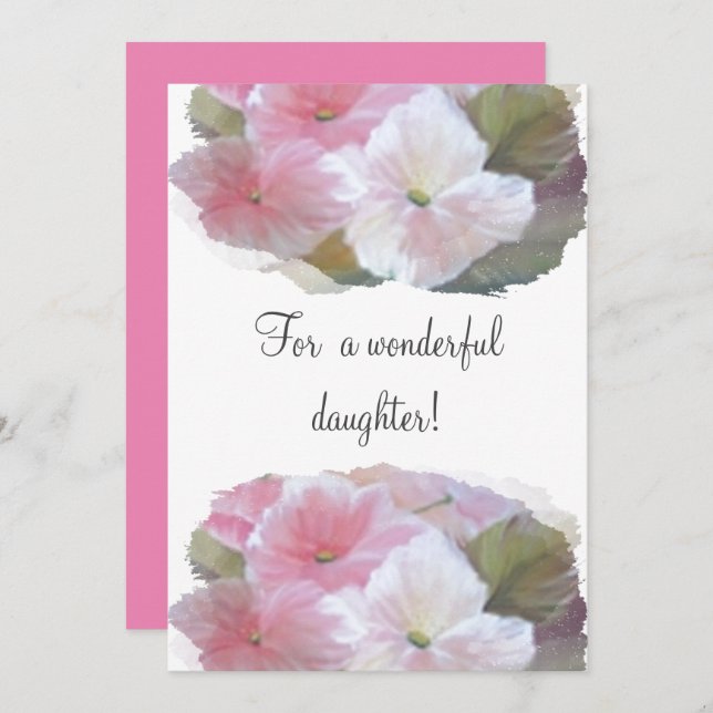 From mother to daughter floral Flat Holiday Card (Front/Back)
