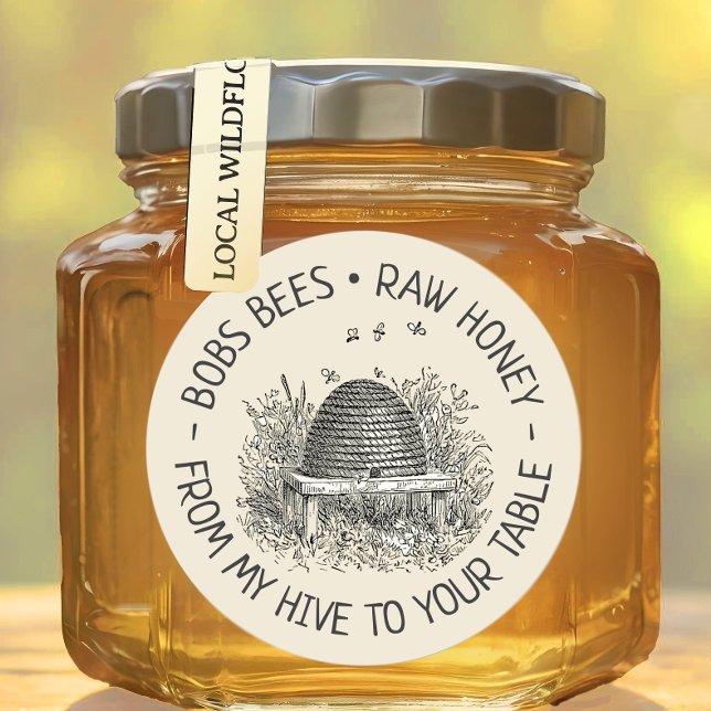 From My Hive To Your Table Vintage Skep Honey Logo Classic Round Sticker (Creator Uploaded)
