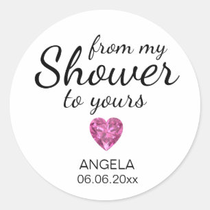 From My Shower To Yours Bridal Shower Black/White Classic Round Sticker