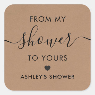 From My Shower To Yours, Bridal Shower Tag, Kraft Square Sticker