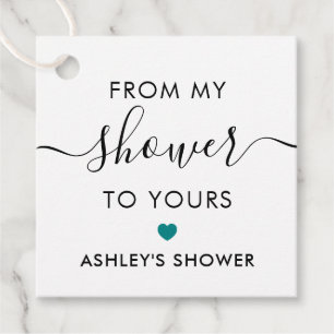 From My Shower To Yours, Bridal Shower Teal Favour Tags