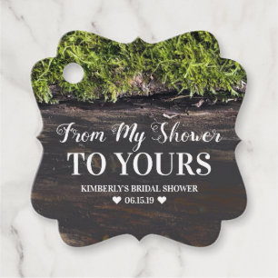 From My Shower To Yours - Rustic Mossy Wood Favour Tags