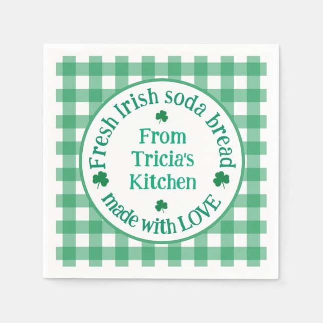 From NAME Kitchen with Love Irish Green Check  Napkin (Front)