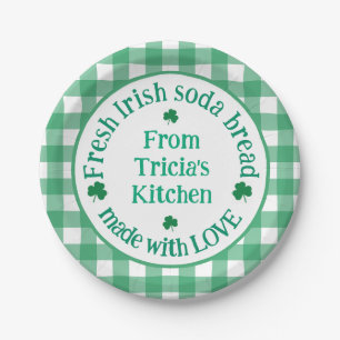 From NAME Kitchen with Love Irish Green Check Paper Plate