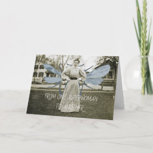 FROM ONE SUPERWOMAN TO ANOTHER 1890 FLYING WOMAN CARD