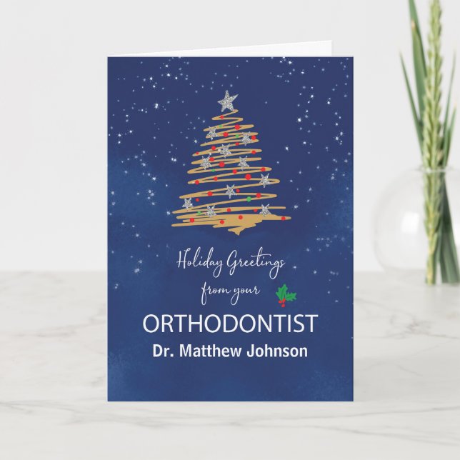 From Orthodontist Christmas Tree Customisable Name Card (Front)