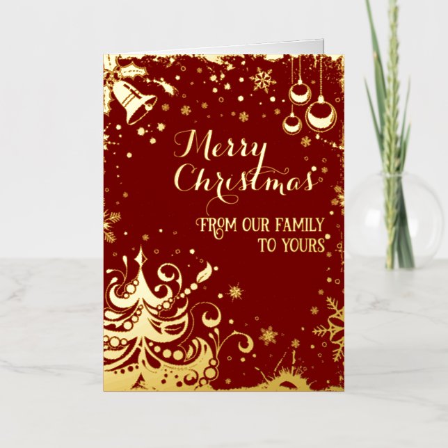 From our family to yours Red Foil Greeting Card (Front)